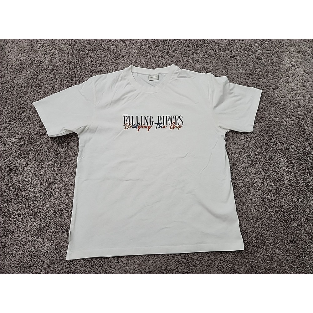 Filling Pieces T Shirt Mens L White "Bridging The Gap" Embroidered Graphic